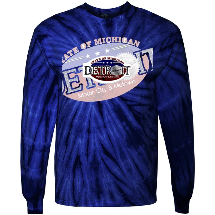 Cool Detroit Motor City Motown Logo Tie-Dye Long Sleeve Shirt