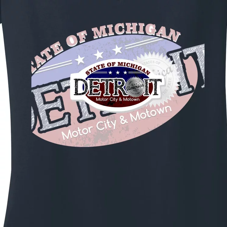 Cool Detroit Motor City Motown Logo Women's V-Neck T-Shirt