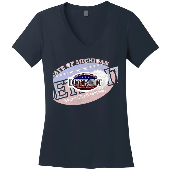 Cool Detroit Motor City Motown Logo Women's V-Neck T-Shirt