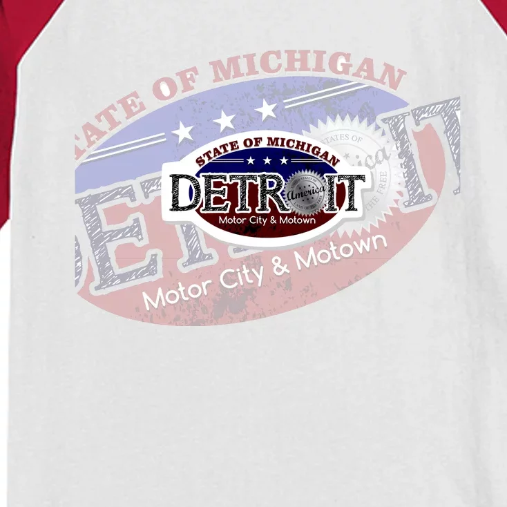 Cool Detroit Motor City Motown Logo Kids Colorblock Raglan Jersey