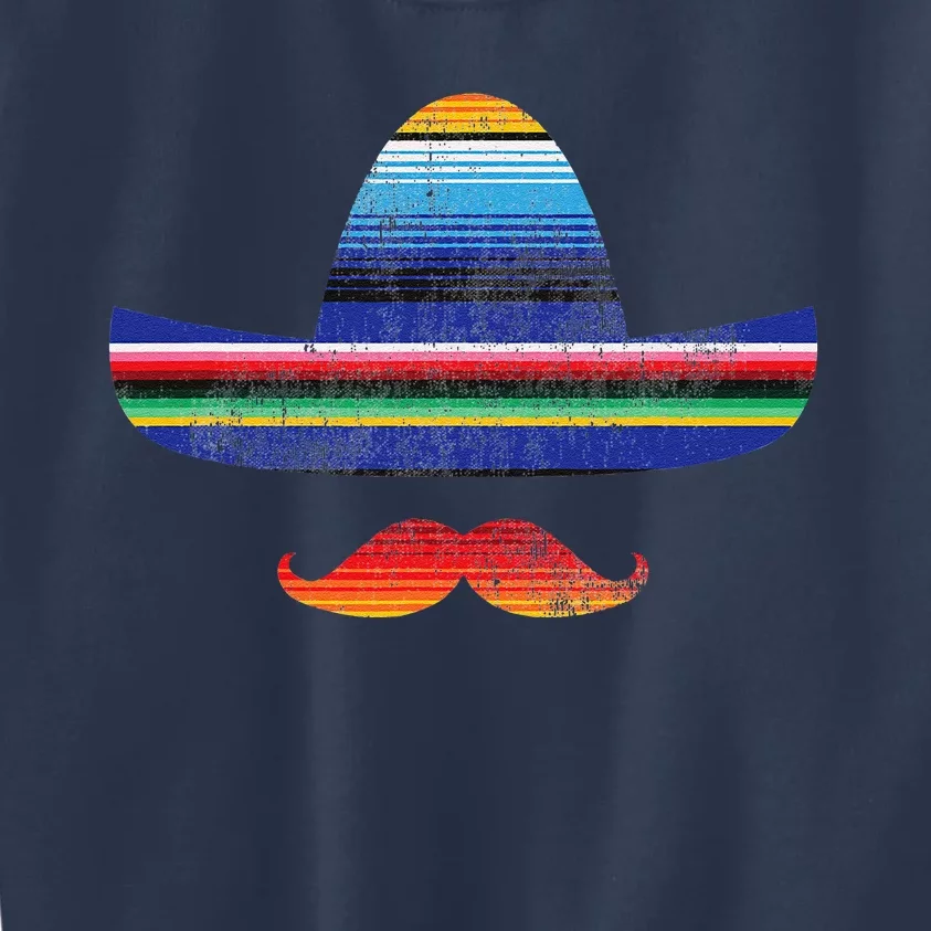 Cinco De Mayo Serape Blanket Inspired Sombrero Mustache Kids Sweatshirt