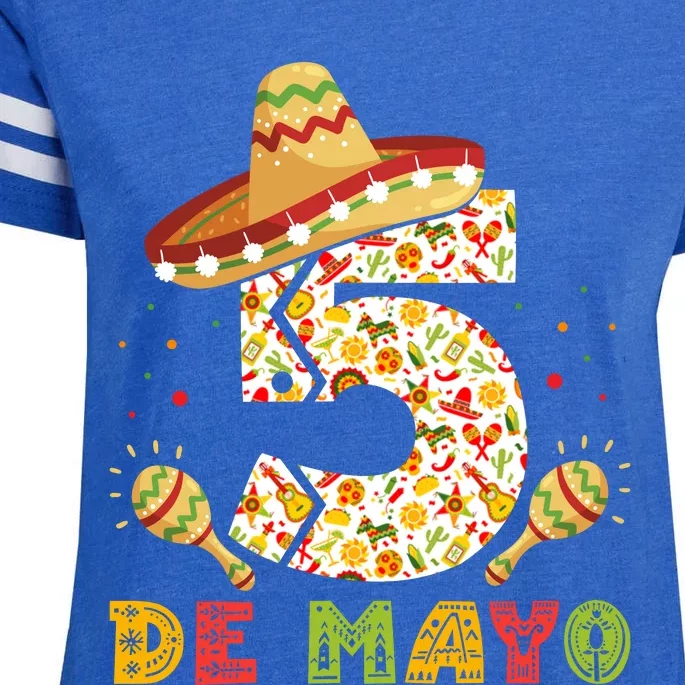 Cinco De Mayo Celebration Graphic Enza Ladies Jersey Football T-Shirt