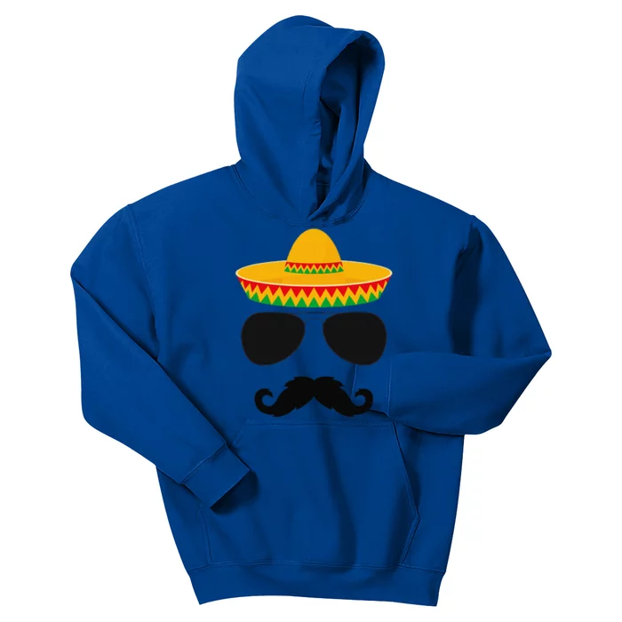 Cinco De Mayo Party Shirts Funny Cinco De Mayo Mustache Face Kids Hoodie