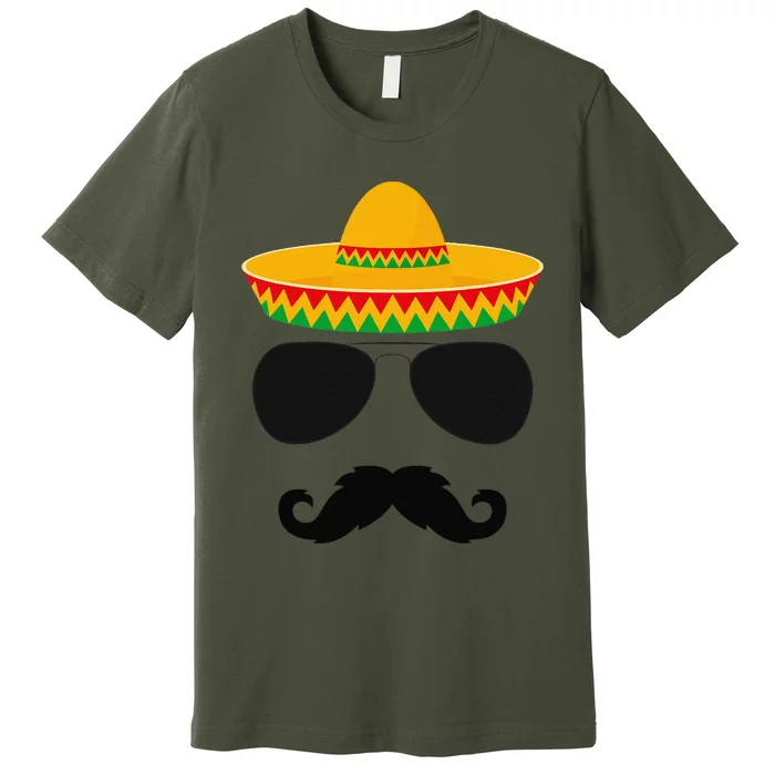 Cinco De Mayo Party Shirts Funny Cinco De Mayo Mustache Face Premium T-Shirt