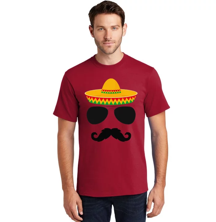 Cinco De Mayo Party Shirts Funny Cinco De Mayo Mustache Face Tall T-Shirt