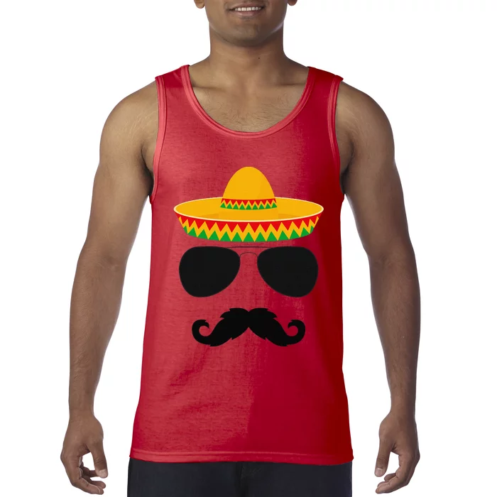 Cinco De Mayo Party Shirts Funny Cinco De Mayo Mustache Face Tank Top