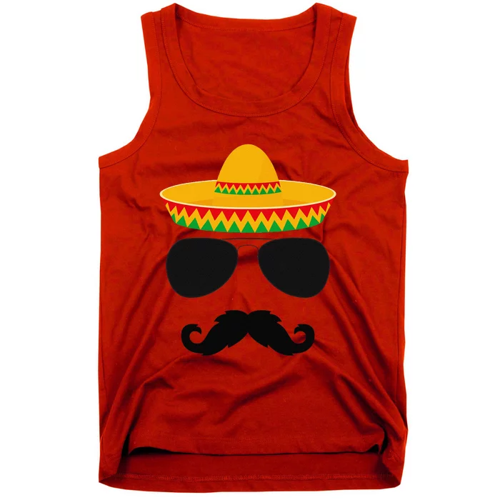 Cinco De Mayo Party Shirts Funny Cinco De Mayo Mustache Face Tank Top