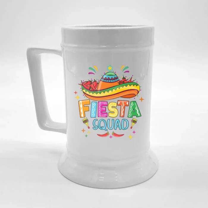 Cinco De Mayo Fiesta Squad Front & Back Beer Stein