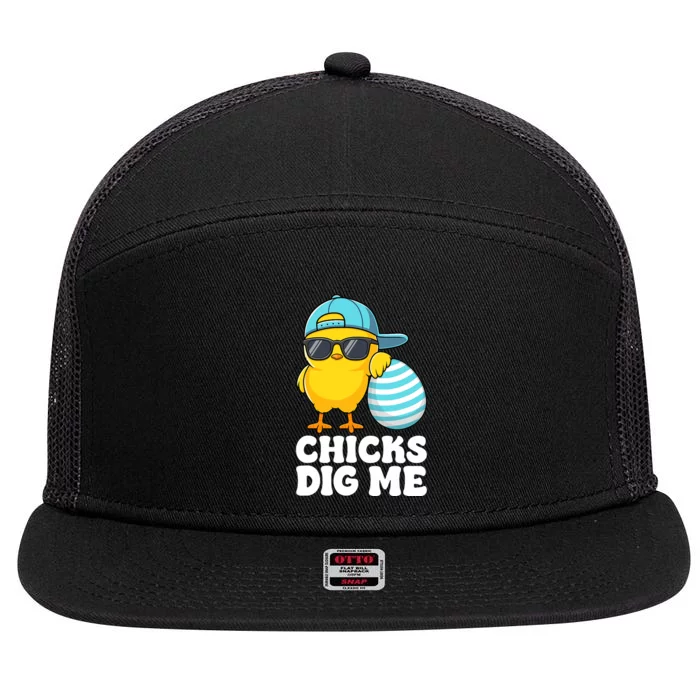 Chicks Dig Me Easter Happy Easter Funny 7 Panel Mesh Trucker Snapback Hat