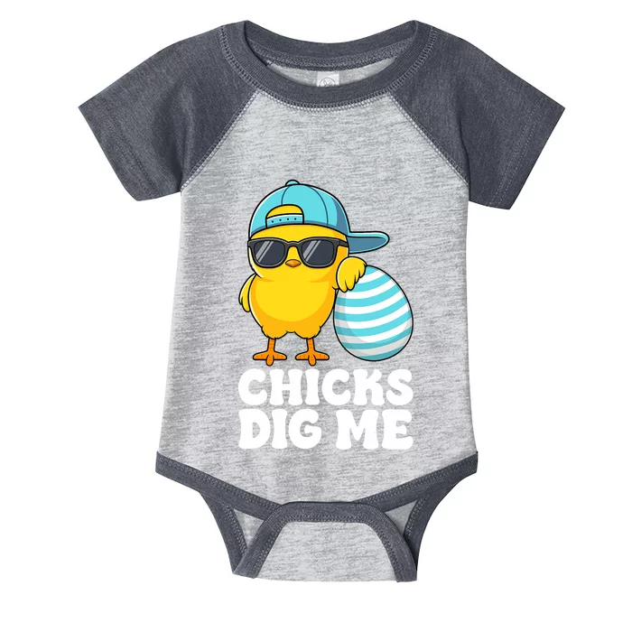 Chicks Dig Me Easter Happy Easter Funny Infant Baby Jersey Bodysuit