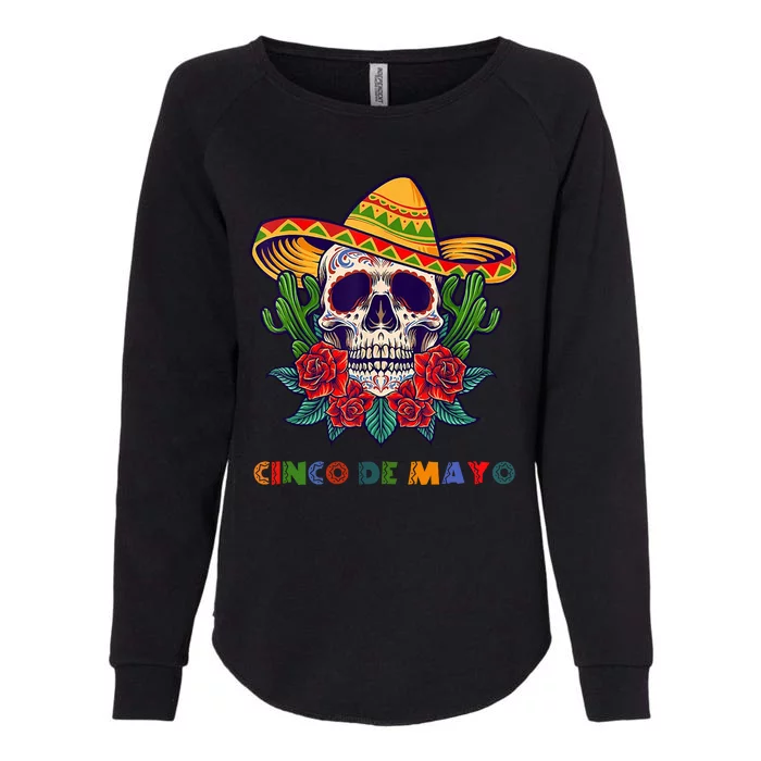 Cinco De Mayo Skull Floral Celebration Womens California Wash Sweatshirt