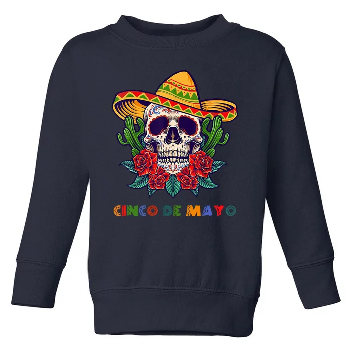 Cinco De Mayo Skull Floral Celebration Toddler Sweatshirt