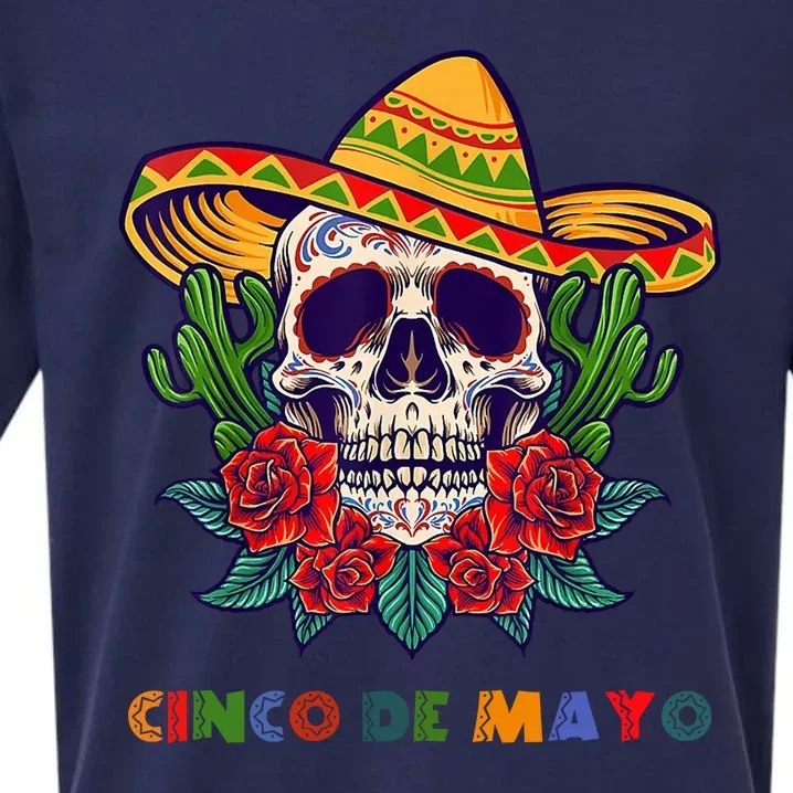 Cinco De Mayo Skull Floral Celebration Sueded Cloud Jersey T-Shirt