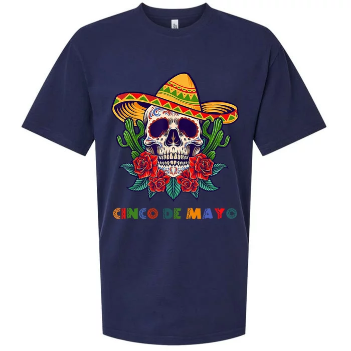 Cinco De Mayo Skull Floral Celebration Sueded Cloud Jersey T-Shirt