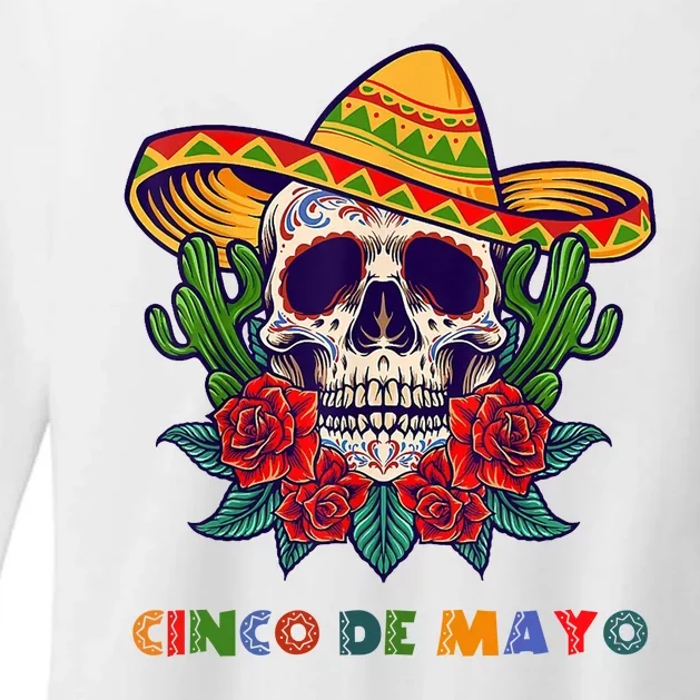 Cinco De Mayo Skull Floral Celebration Womens CVC Long Sleeve Shirt