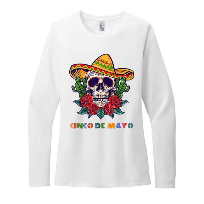 Cinco De Mayo Skull Floral Celebration Womens CVC Long Sleeve Shirt