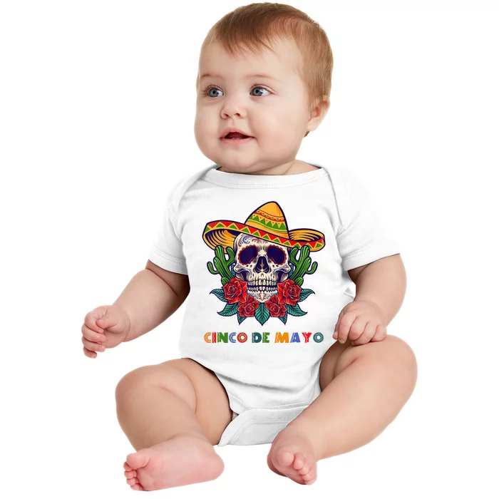 Cinco De Mayo Skull Floral Celebration Baby Bodysuit