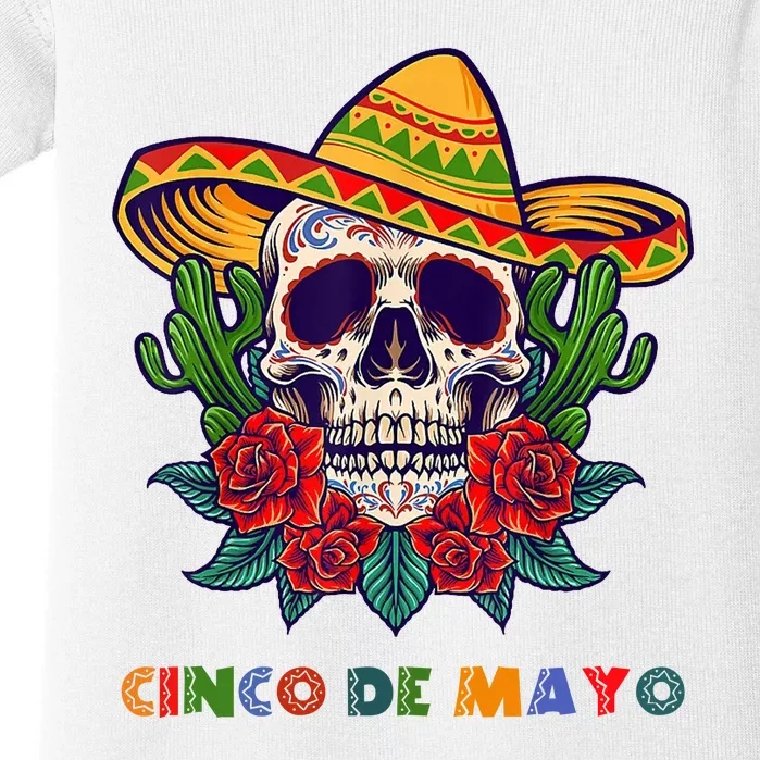 Cinco De Mayo Skull Floral Celebration Baby Bodysuit