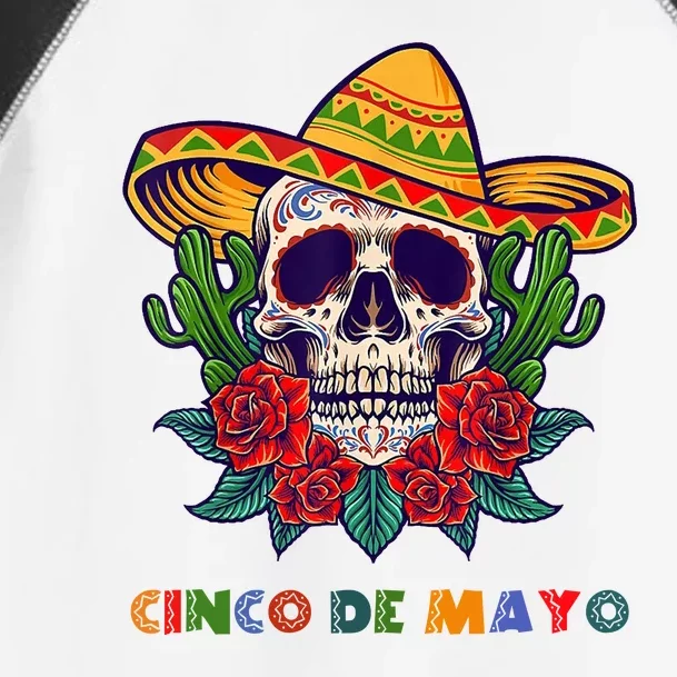 Cinco De Mayo Skull Floral Celebration Toddler Fine Jersey T-Shirt