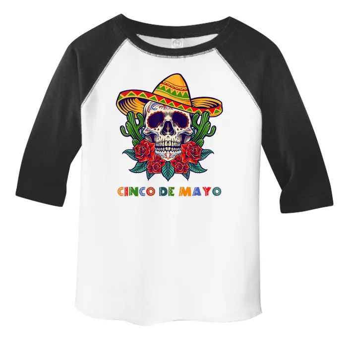 Cinco De Mayo Skull Floral Celebration Toddler Fine Jersey T-Shirt