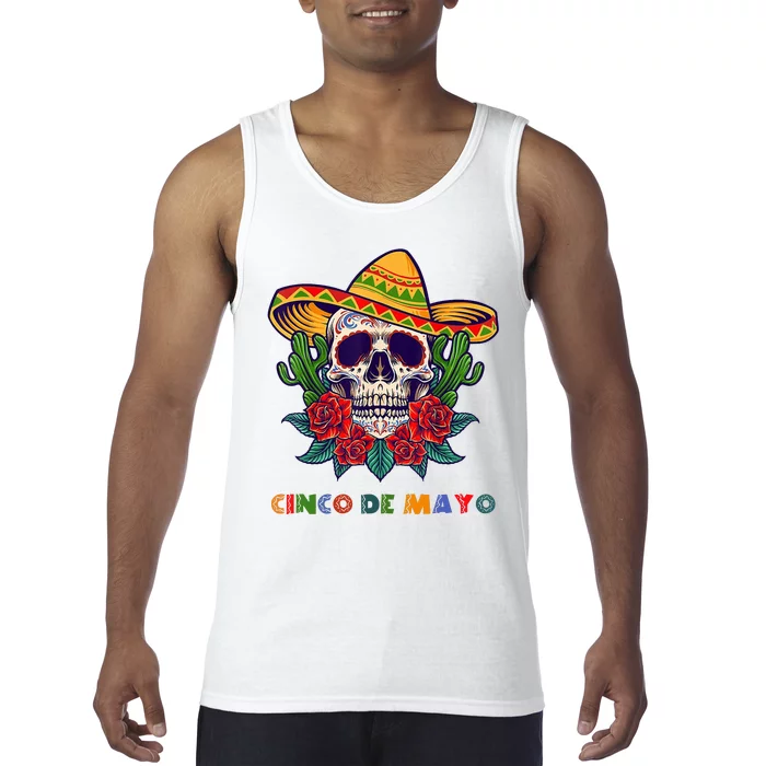 Cinco De Mayo Skull Floral Celebration Tank Top