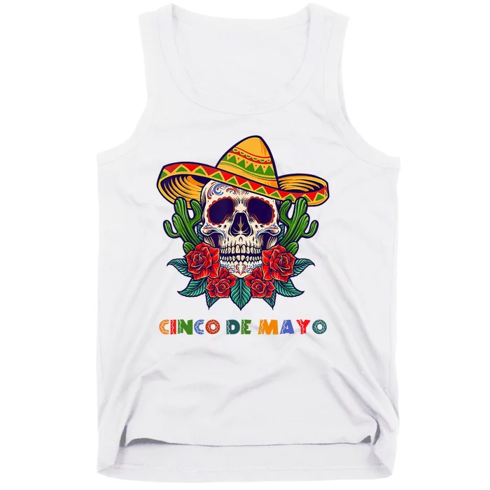 Cinco De Mayo Skull Floral Celebration Tank Top