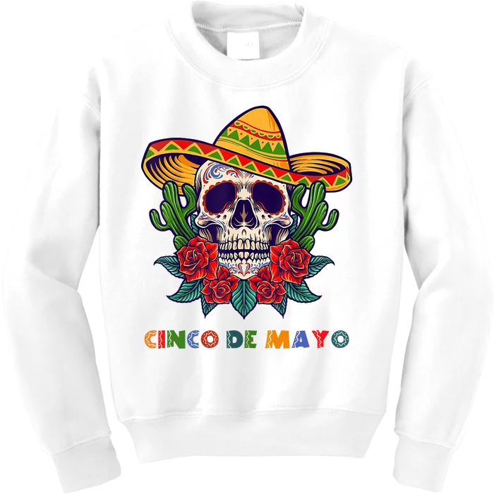 Cinco De Mayo Skull Floral Celebration Kids Sweatshirt