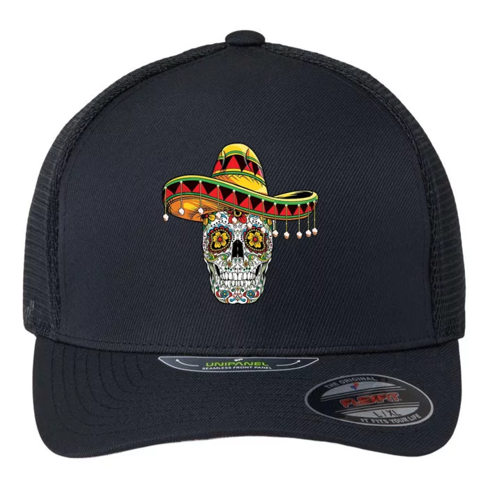 Cinco De Mayo Fiesta Skull Flexfit Unipanel Trucker Cap