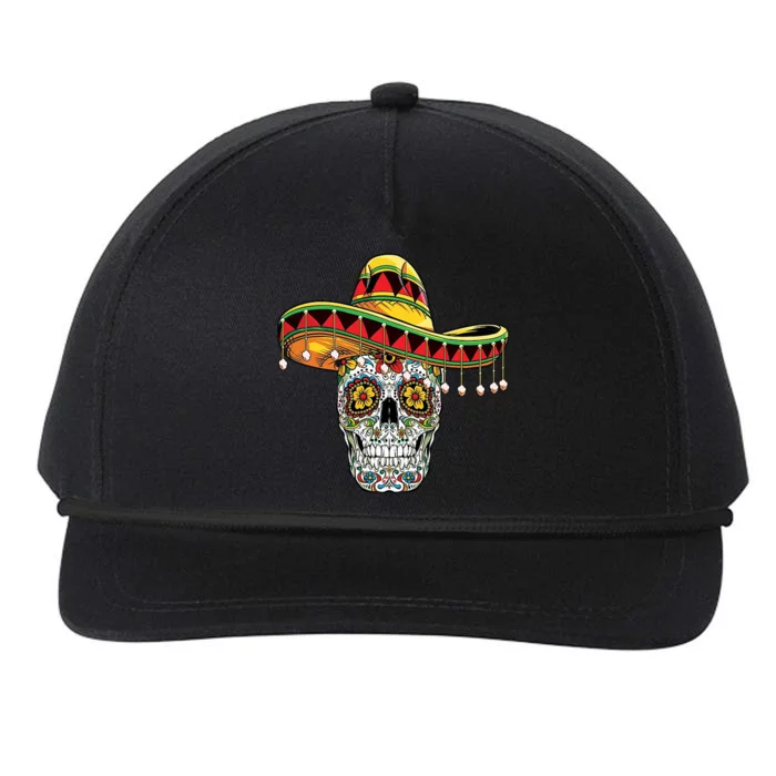 Cinco De Mayo Fiesta Skull Snapback Five-Panel Rope Hat