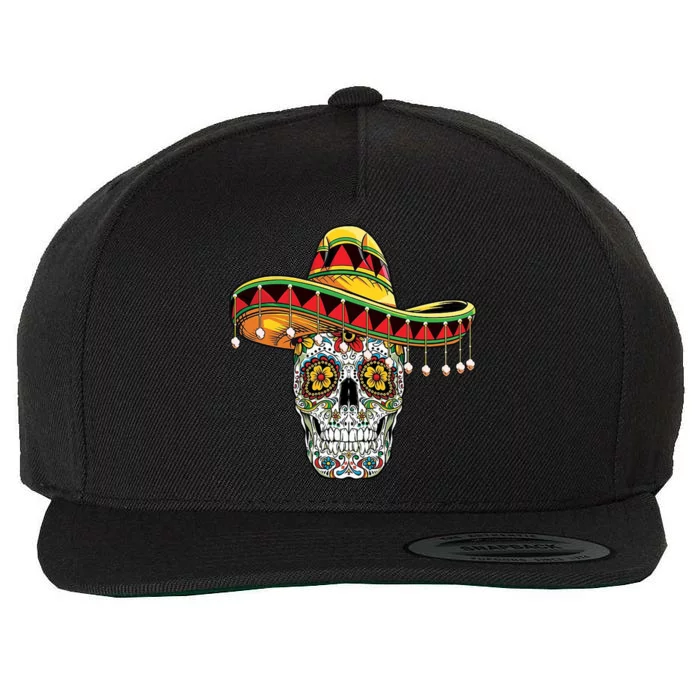 Cinco De Mayo Fiesta Skull Wool Snapback Cap