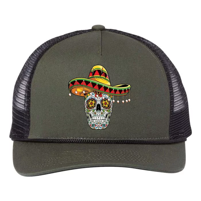 Cinco De Mayo Fiesta Skull Retro Rope Trucker Hat Cap