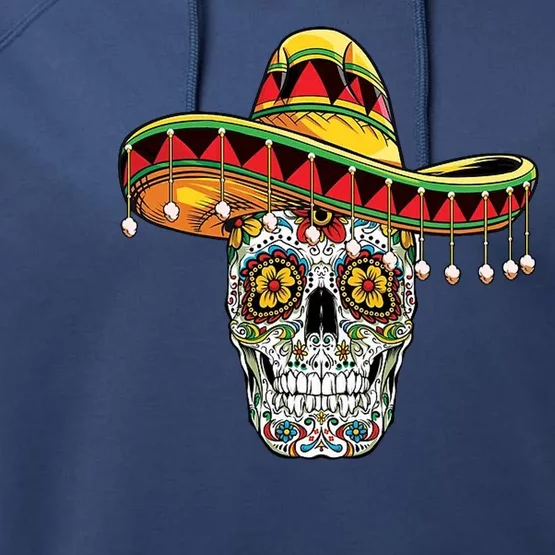 Cinco De Mayo Fiesta Skull Performance Fleece Hoodie