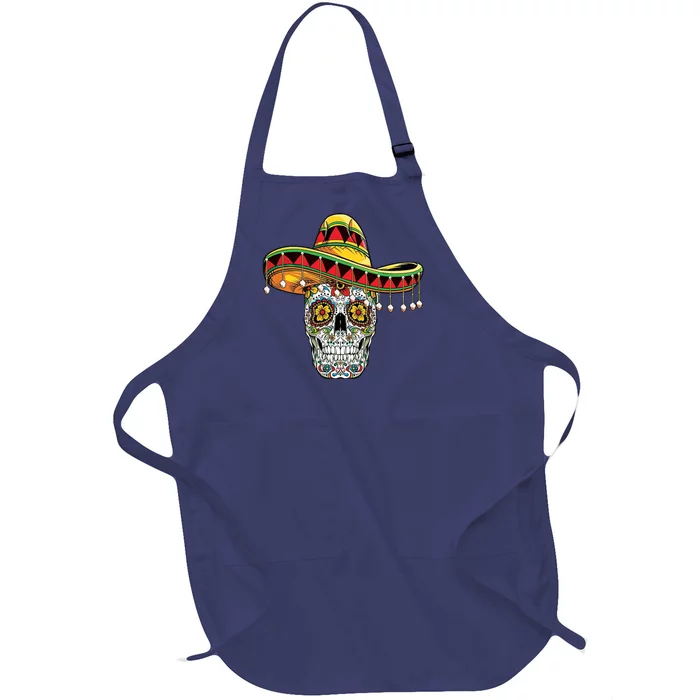 Cinco De Mayo Fiesta Skull Full-Length Apron With Pocket