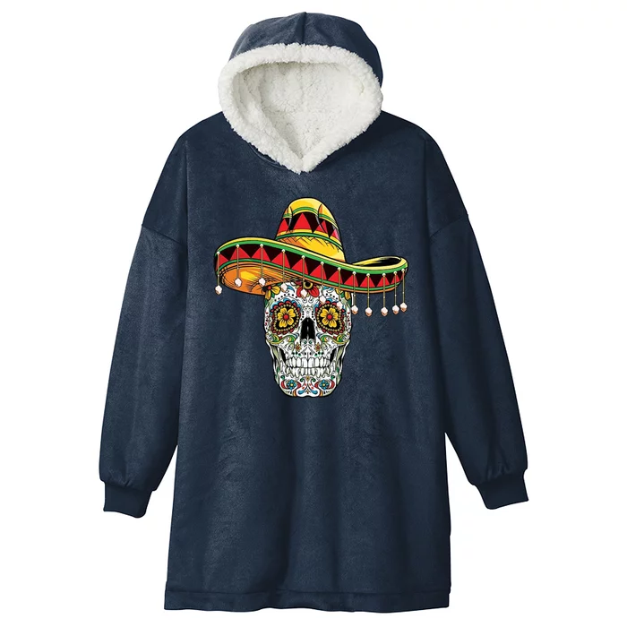 Cinco De Mayo Fiesta Skull Hooded Wearable Blanket