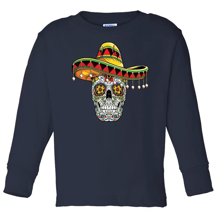 Cinco De Mayo Fiesta Skull Toddler Long Sleeve Shirt