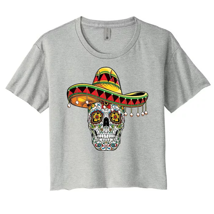 Cinco De Mayo Fiesta Skull Women's Crop Top Tee