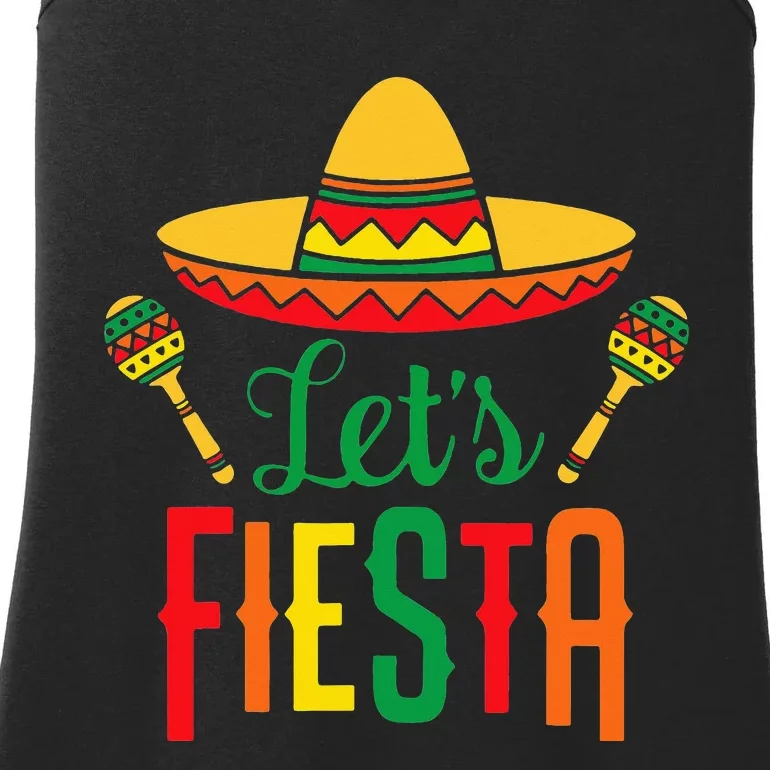 Cinco De Mayo Let's Fiesta Cactus Sombrero Hat Funny Gift Ladies Essential Tank