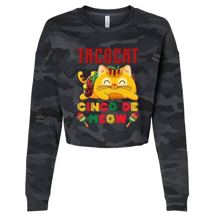 Cinco De Meow Taco Cat Mexican Cat Lovers Cropped Pullover Crew