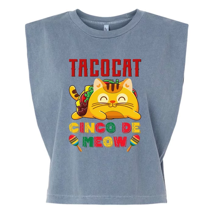 Cinco De Meow Taco Cat Mexican Cat Lovers Garment-Dyed Women's Muscle Tee