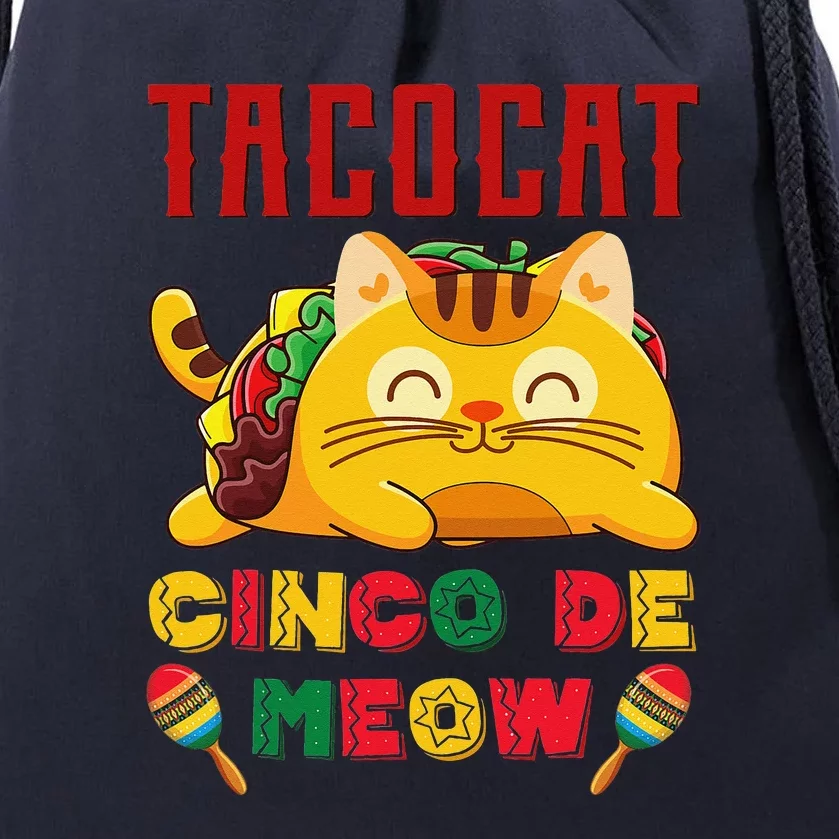 Cinco De Meow Taco Cat Mexican Cat Lovers Drawstring Bag