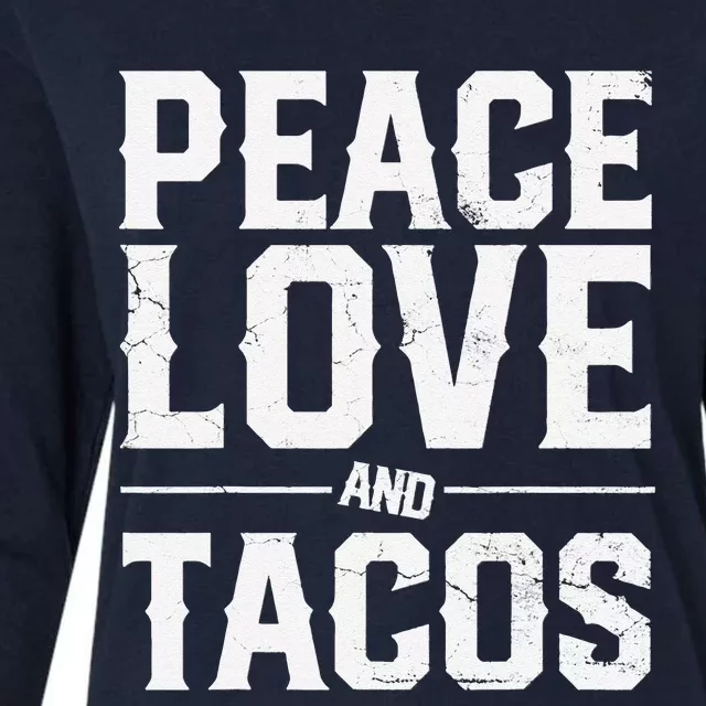 Cinco De Mayo Peace Love And Tacos Mexican Gift Womens Cotton Relaxed Long Sleeve T-Shirt