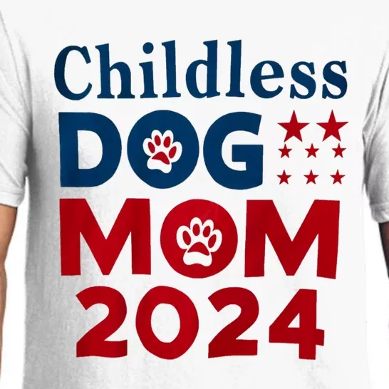 Childless Dog Mom Dog Lady Voting Patriotic Dog Paw Print President 2024 Pajama Set