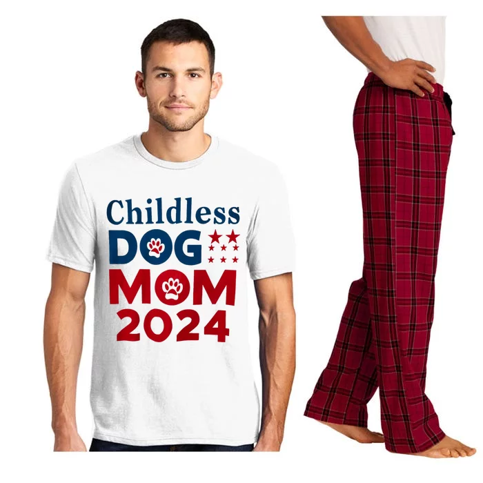 Childless Dog Mom Dog Lady Voting Patriotic Dog Paw Print President 2024 Pajama Set