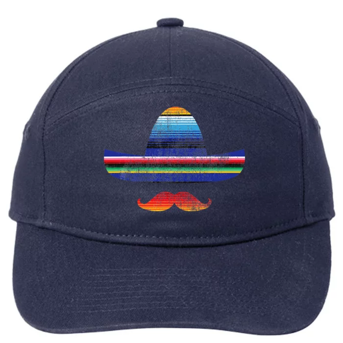 Cinco De Mayo Serape Blanket Inspired Sombrero Mustache 7-Panel Snapback Hat