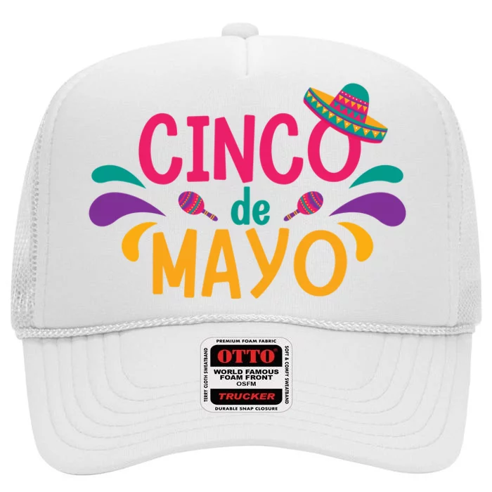 Cinco De Mayo Fiesta Mexican Party High Crown Mesh Trucker Hat