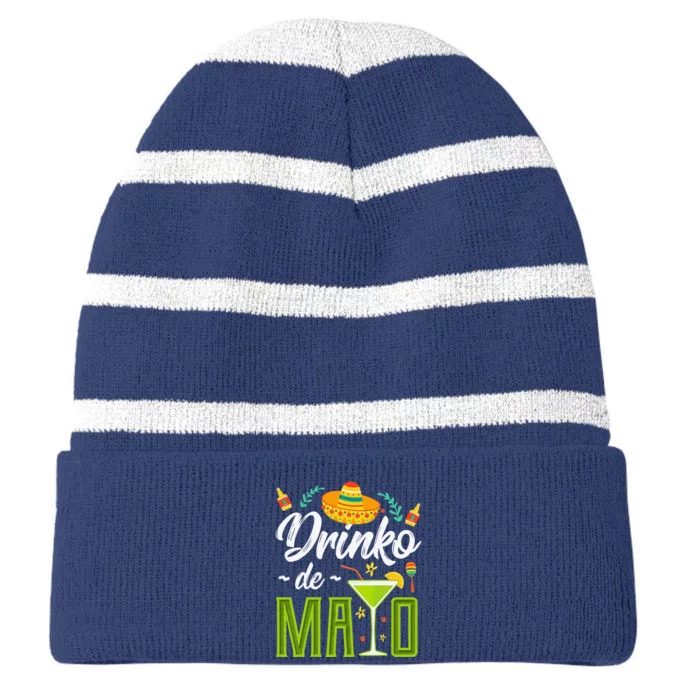 Cinco De Mayo Drinko De Mayo Fiesta Mexican Striped Beanie with Solid Band