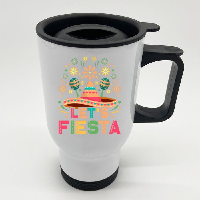 Cinco De Mayo Let's Fiesta Front & Back Stainless Steel Travel Mug