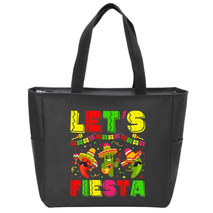 Cinco De Mayo Lets Fiesta Squad 5 De Mayo Mexican Fiesta Zip Tote Bag