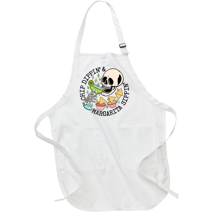 Chippin Dippin Margarita Sippin Skull Full-Length Apron With Pocket