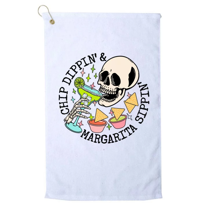 Chippin Dippin Margarita Sippin Skull Platinum Collection Golf Towel